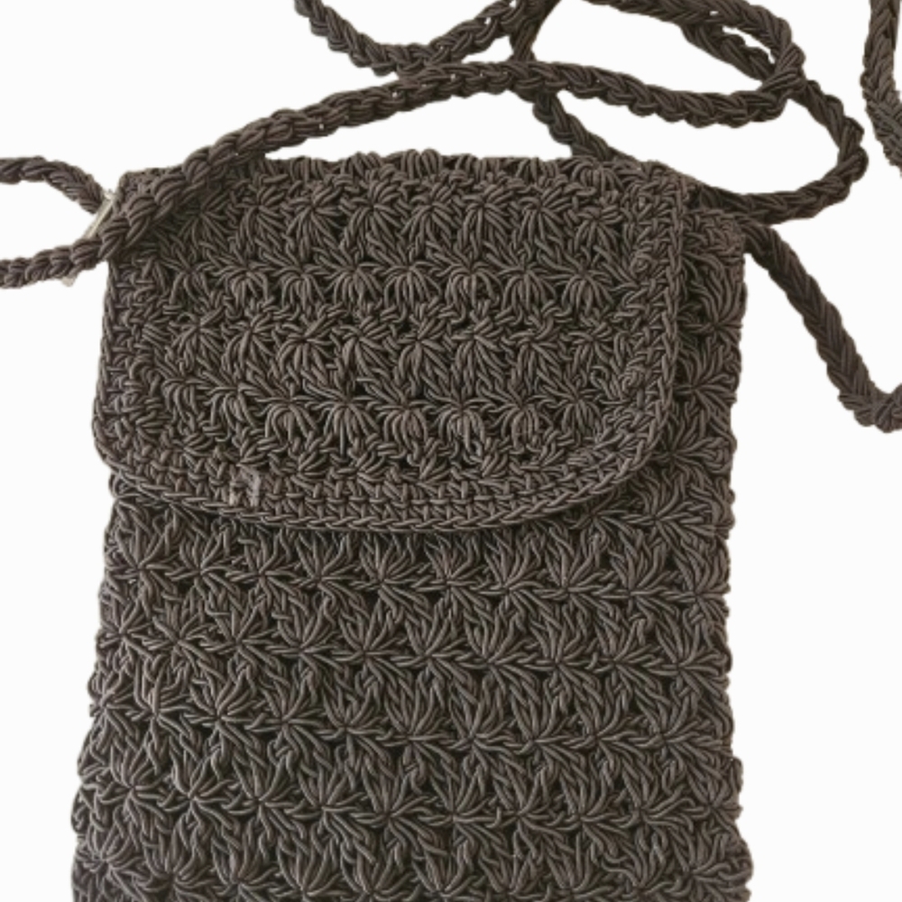 Chic Dark Brown Crochet Crossbody Bag
